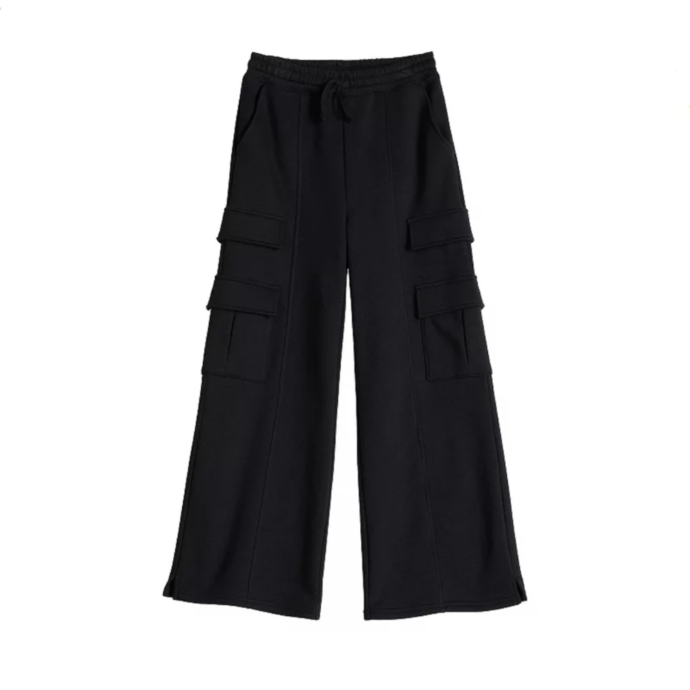 Y2K SO Black Kids' Wide-Leg Cargo Pants Size Small